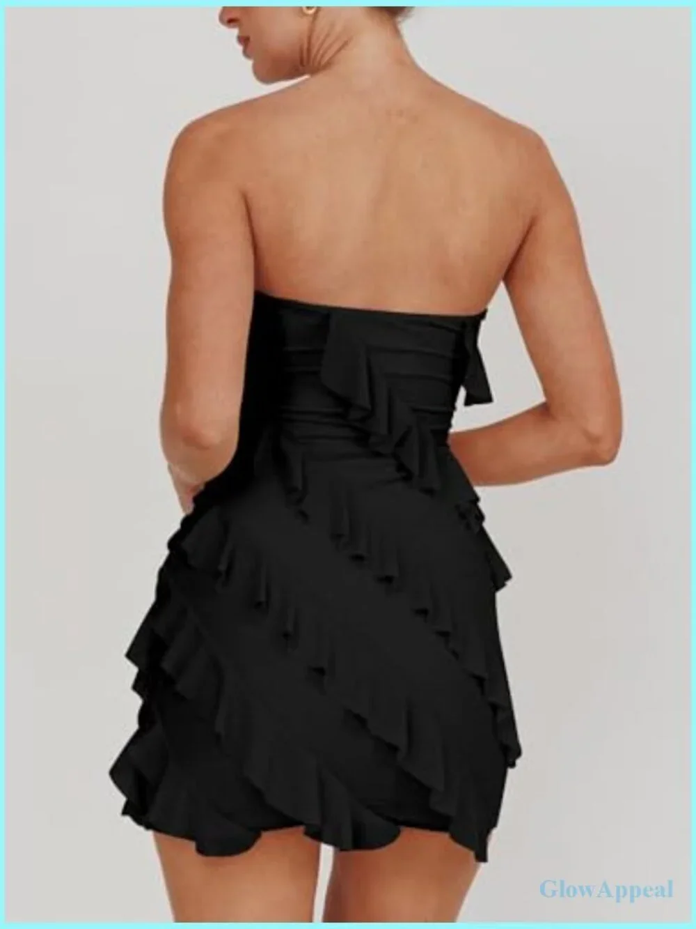 Sexy Strapless Tube Top Bodycon Sleeveless Ruffle Mini Party Dress
